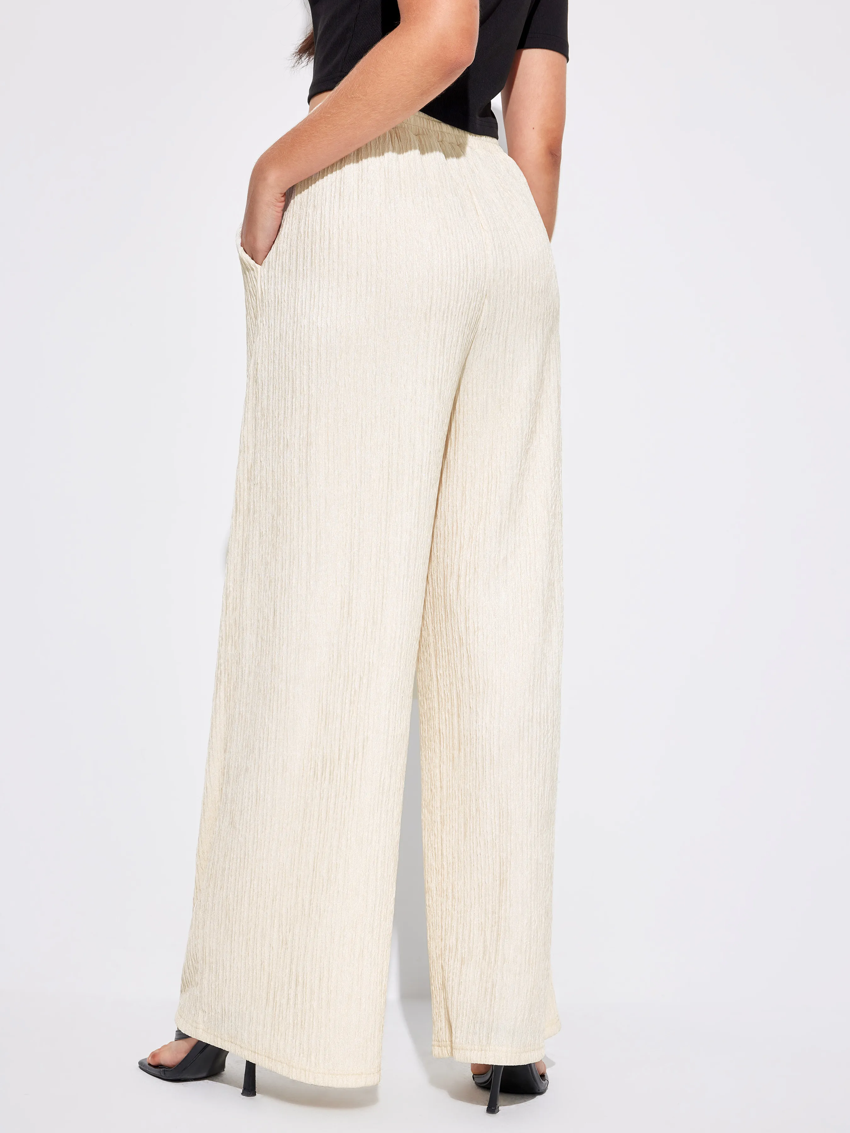  Pantalones de Pierna Ancha con Textura