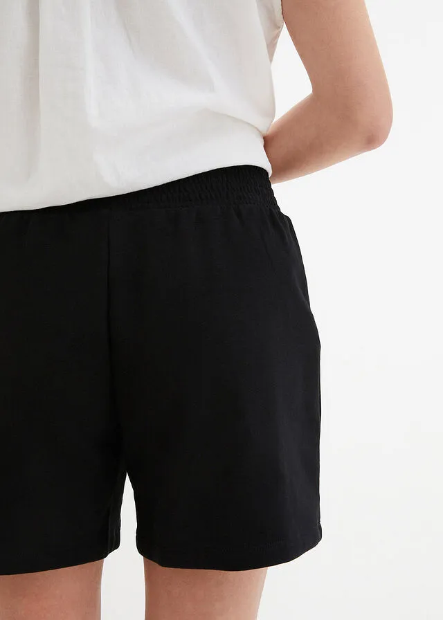 Pantalón corto de chándal con cintura alta Negro