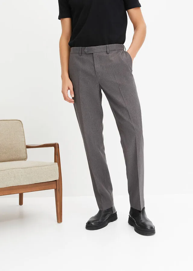 Pantalón de estilo ejecutivo con corte regular y recto Gris jaspeado