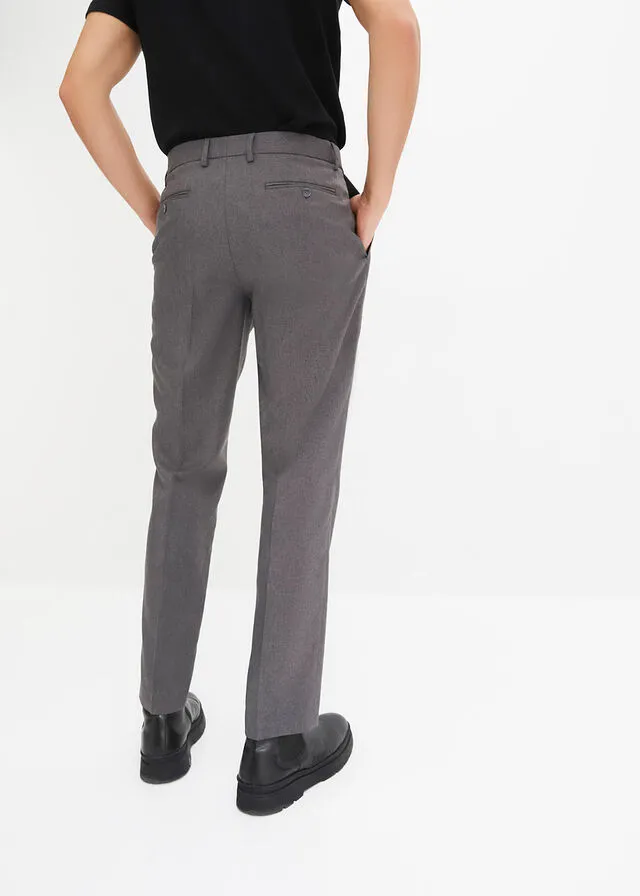 Pantalón de estilo ejecutivo con corte regular y recto Gris jaspeado