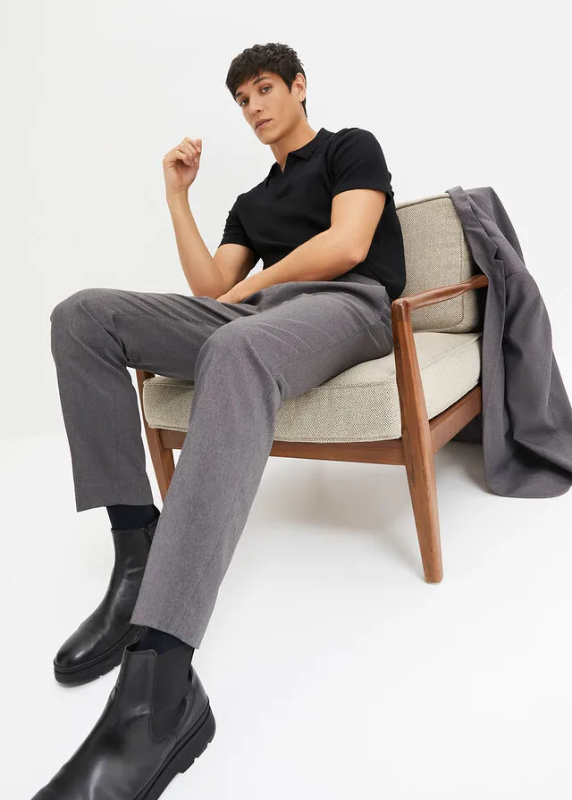 Pantalón de estilo ejecutivo con corte regular y recto Gris jaspeado