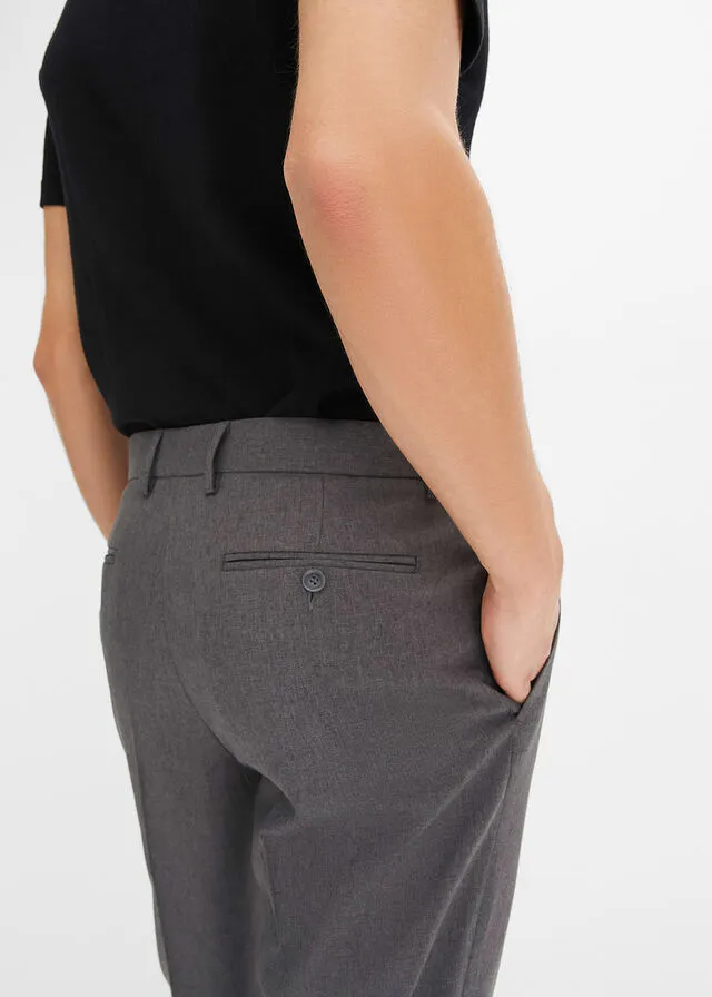 Pantalón de estilo ejecutivo con corte regular y recto Gris jaspeado