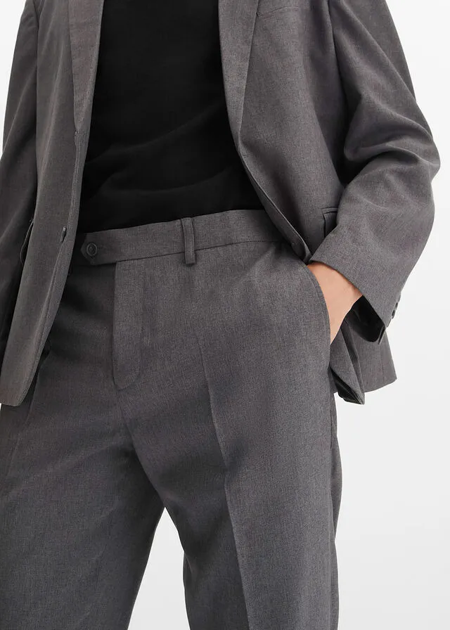 Pantalón de estilo ejecutivo con corte regular y recto Gris jaspeado