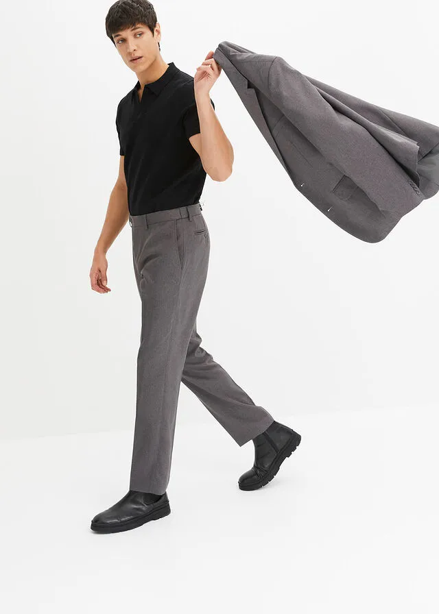 Pantalón de estilo ejecutivo con corte regular y recto Gris jaspeado