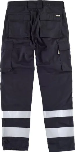 Pantalón multibolsillos con cintas reflectantes Negro