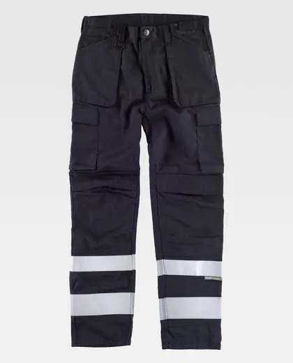 Pantalón multibolsillos con cintas reflectantes Negro
