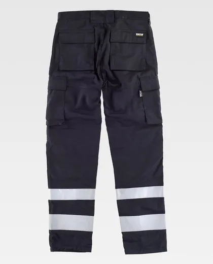 Pantalón multibolsillos con cintas reflectantes Negro