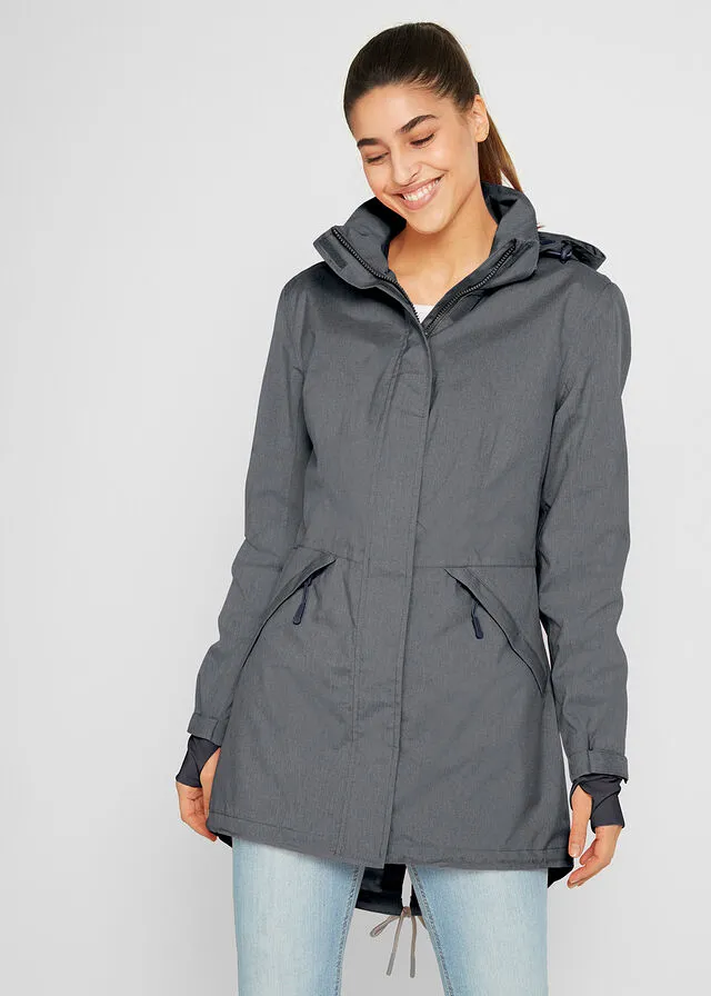 Parka funcional gris pizarra jaspeado