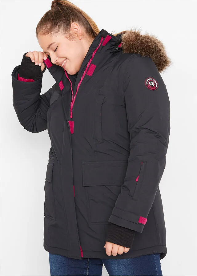 Parka funcional guateada para exteriores Negro