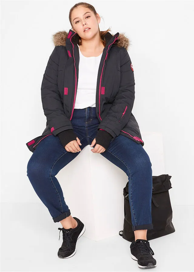 Parka funcional guateada para exteriores Negro