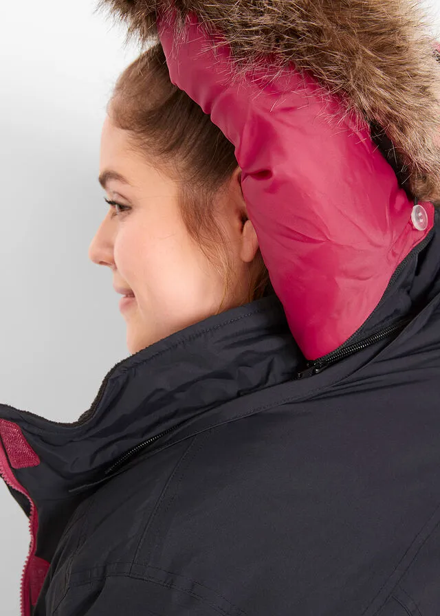 Parka funcional guateada para exteriores Negro
