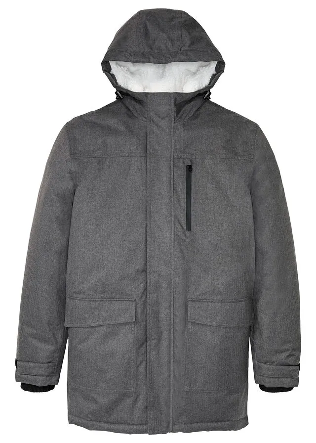 Parka funcional para exteriores con forro polar Gris jaspeado