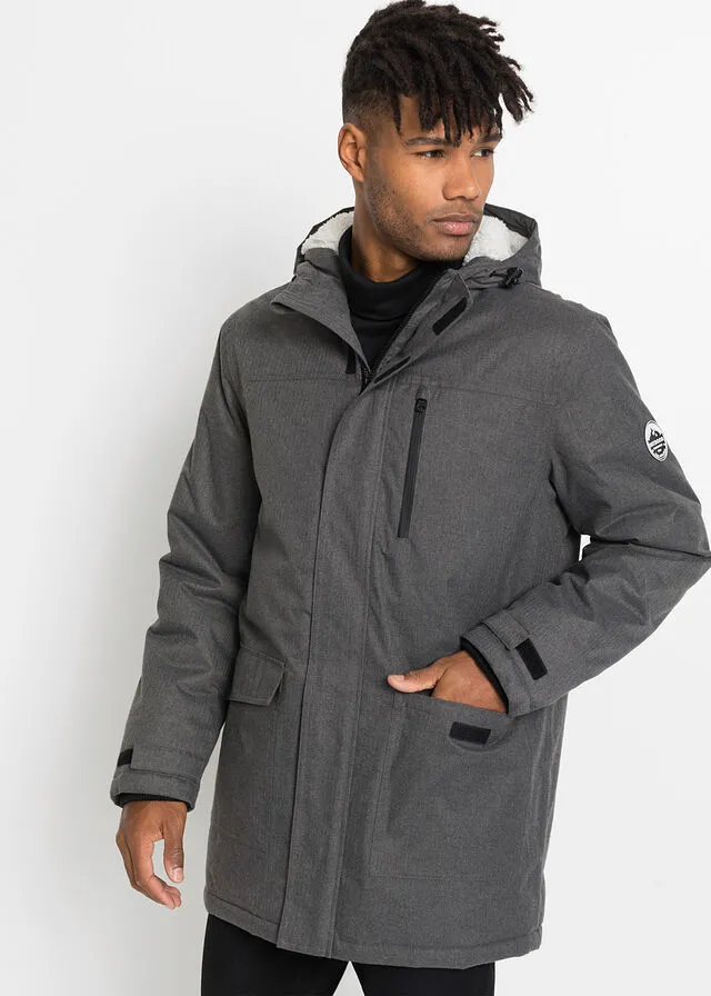 Parka funcional para exteriores con forro polar Gris jaspeado