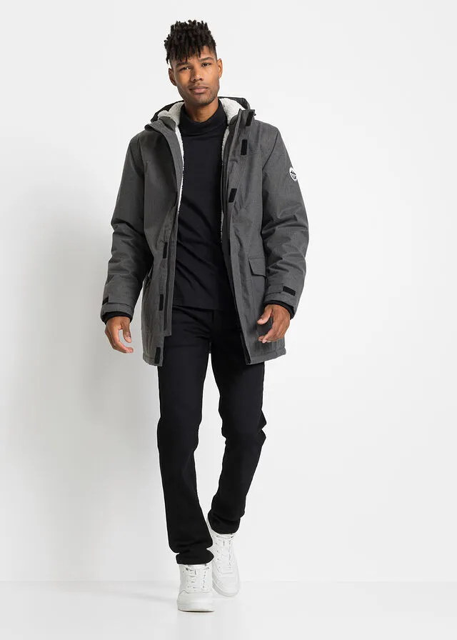Parka funcional para exteriores con forro polar Gris jaspeado