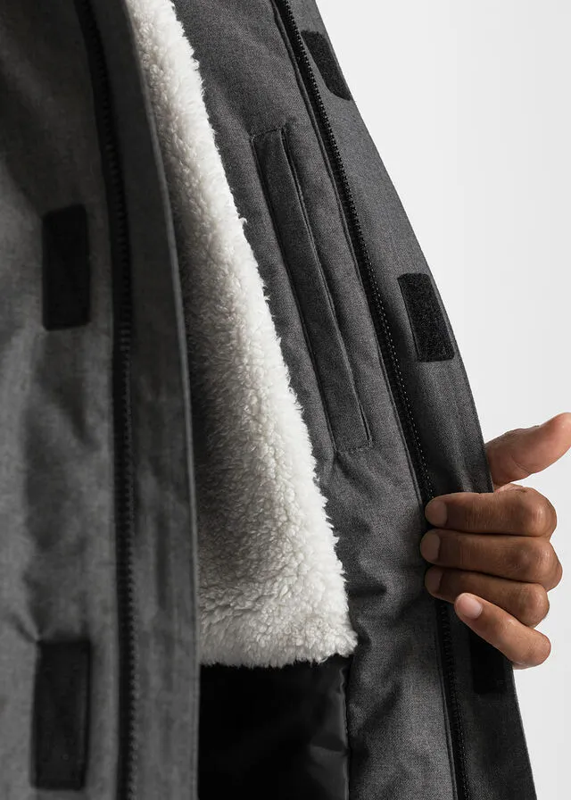 Parka funcional para exteriores con forro polar Gris jaspeado