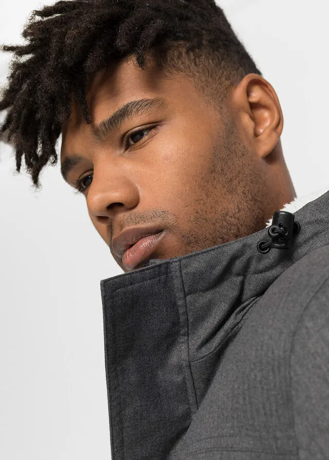 Parka funcional para exteriores con forro polar Gris jaspeado