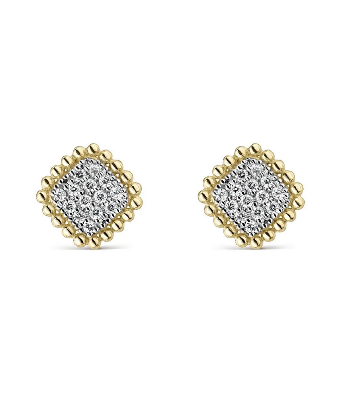 PENDIENTES LITTA FIORE SELLO PAVE CIRCONITAS EN ORO AMARILLO  LEA201818UU