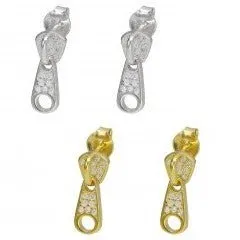 Pendientes plata cremallera circonitas