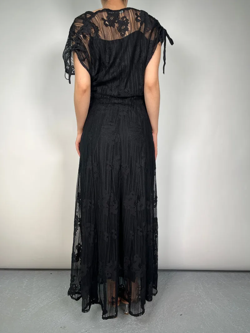 RAPSODIA Vestido Negro Traslúcido