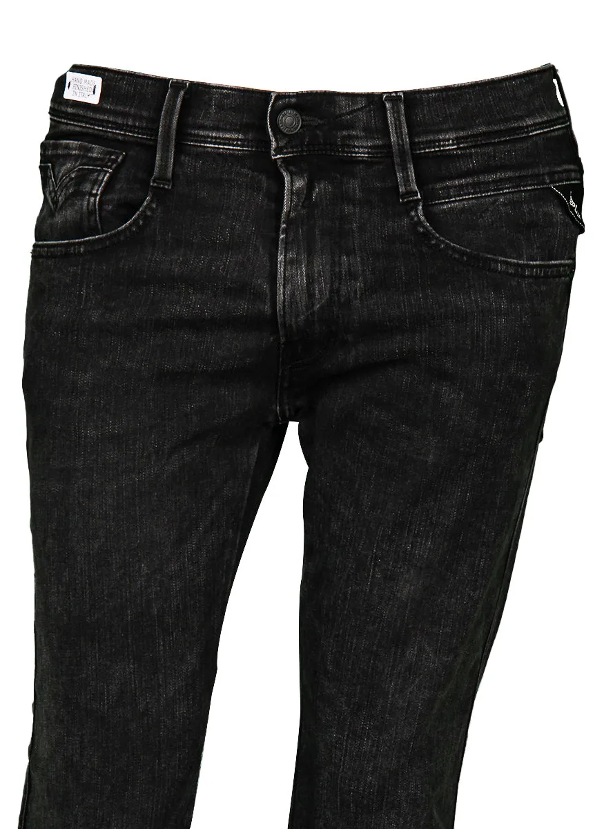 Replay Anbass 34L Vaqueros elásticos negros de corte ajustado de 10 oz para hombre en gris