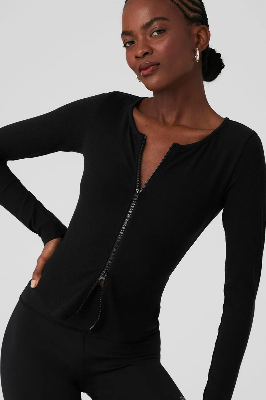 RIBBED STARDUST JACKET  BLACK