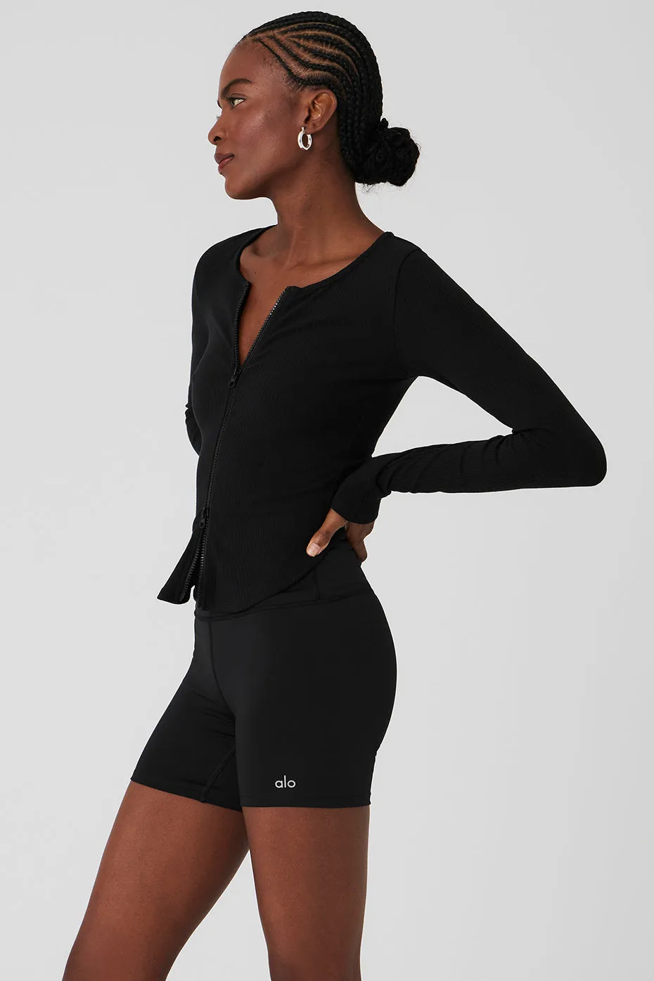 RIBBED STARDUST JACKET  BLACK