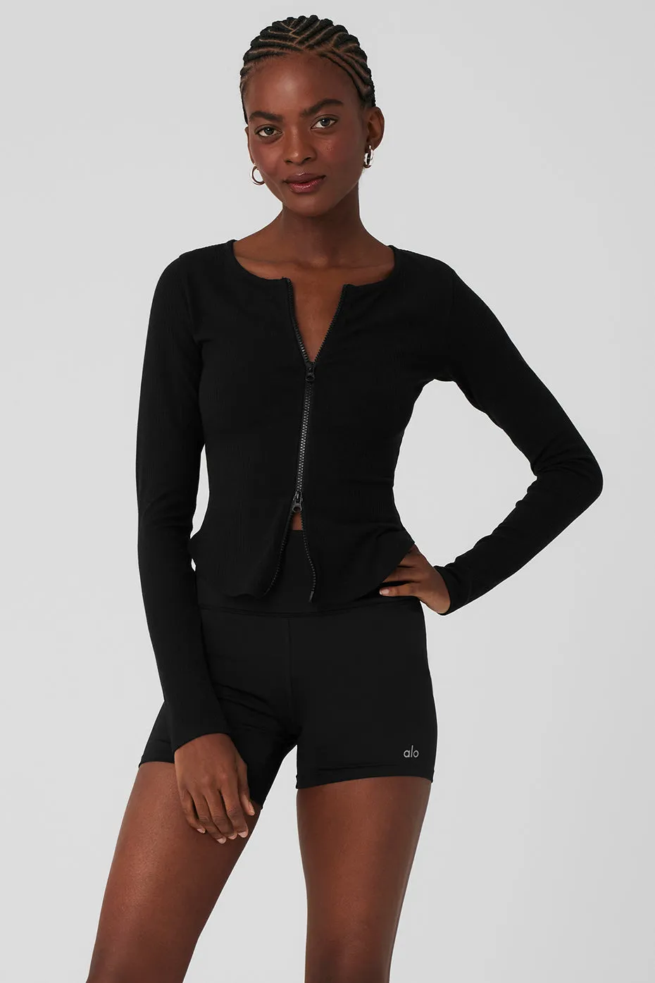 RIBBED STARDUST JACKET  BLACK