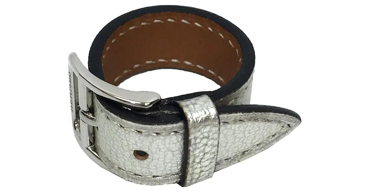 Ring Anillo de cuero Hermès en plata 