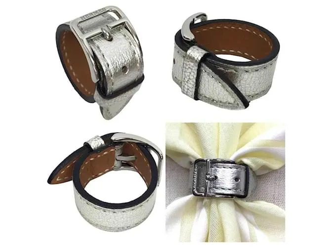 Ring Anillo de cuero Hermès en plata 