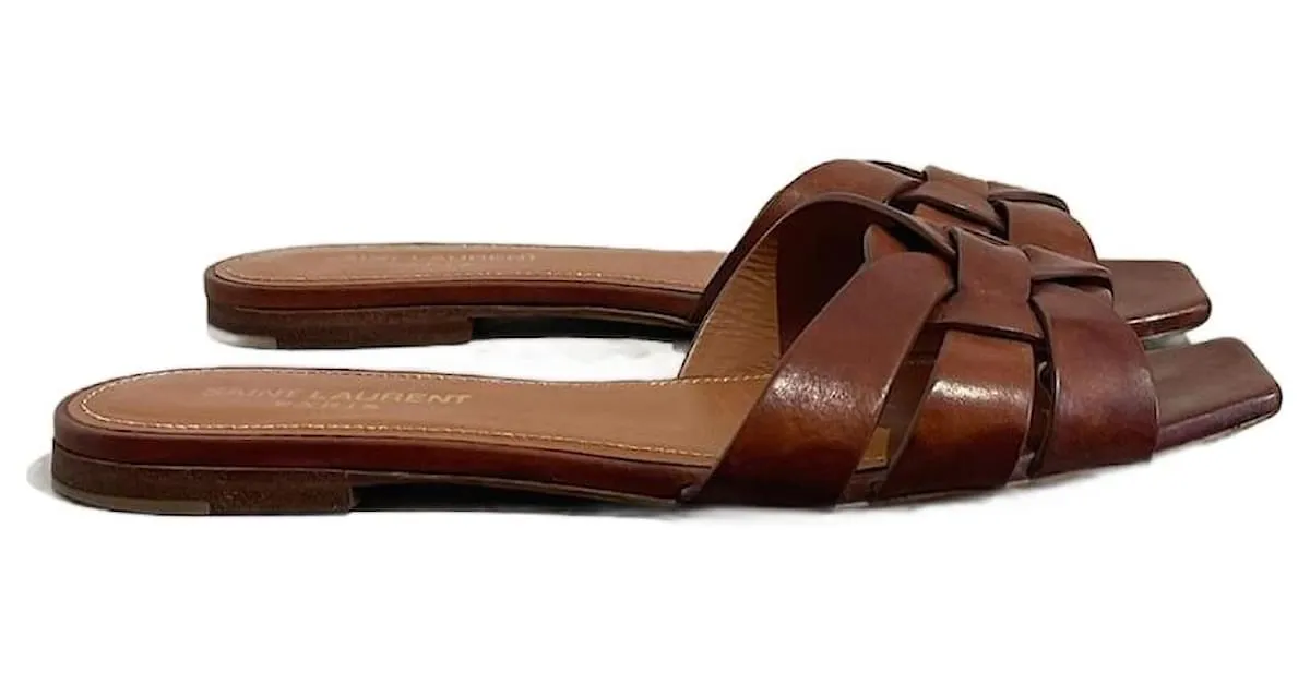 SAINT LAURENT Sandalias T.EU 38 Cuero Camello 