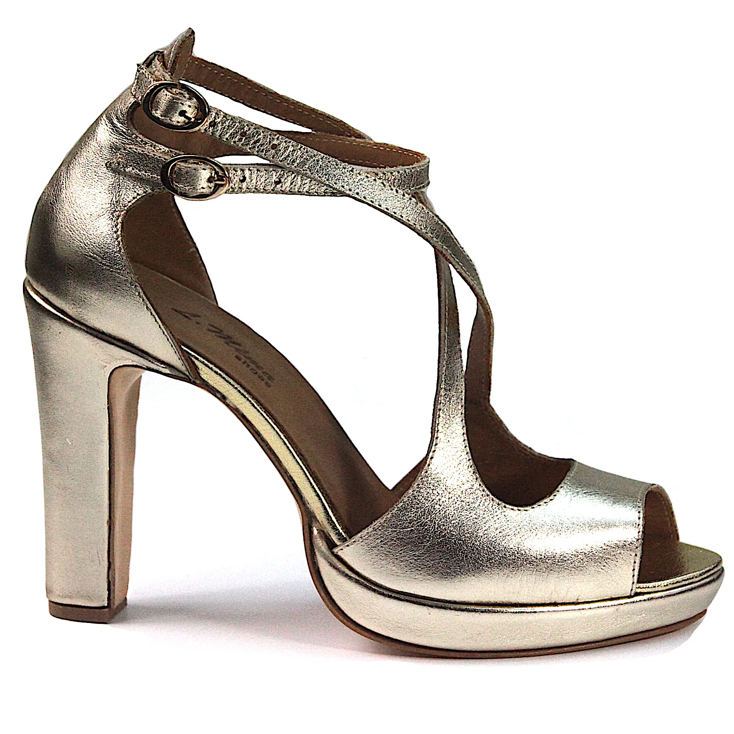 Sandalias doradas mujer tacón ancho