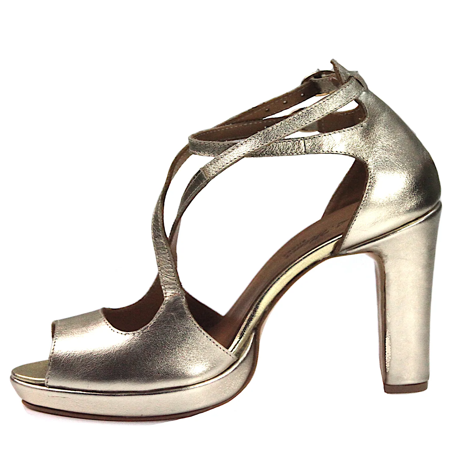 Sandalias doradas mujer tacón ancho