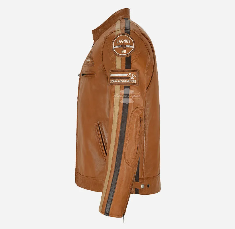 SIZMA MEN'S BIKER LEATHER JACKET SOFT LEATHER MOTORCYCLE JACKET