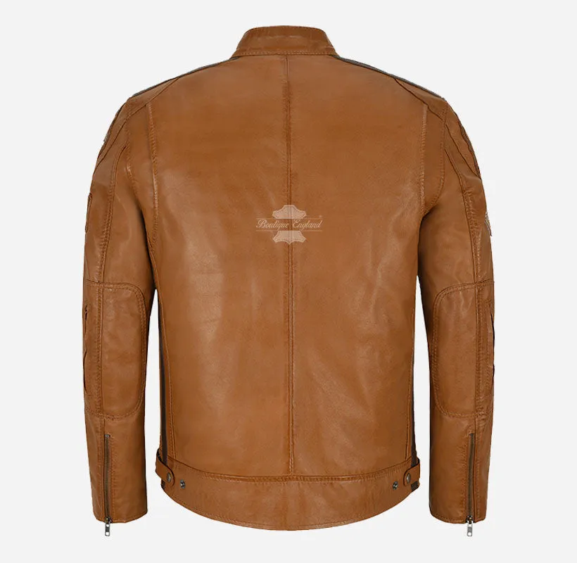 SIZMA MEN'S BIKER LEATHER JACKET SOFT LEATHER MOTORCYCLE JACKET