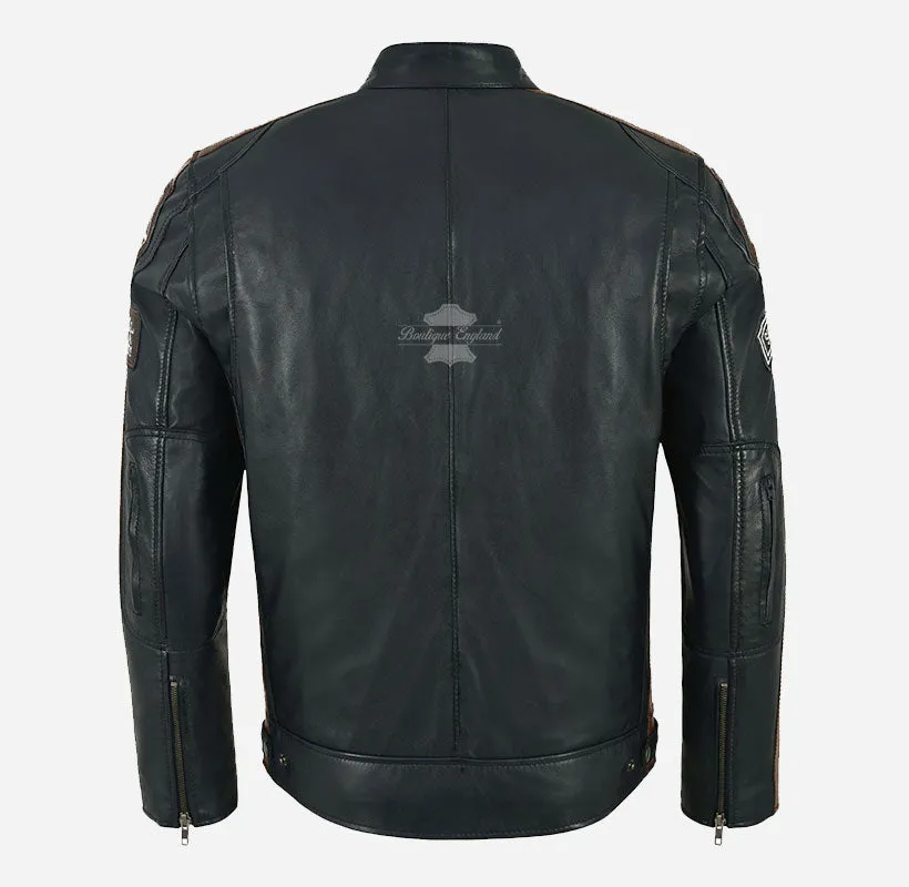 SIZMA MEN'S BIKER LEATHER JACKET SOFT LEATHER MOTORCYCLE JACKET