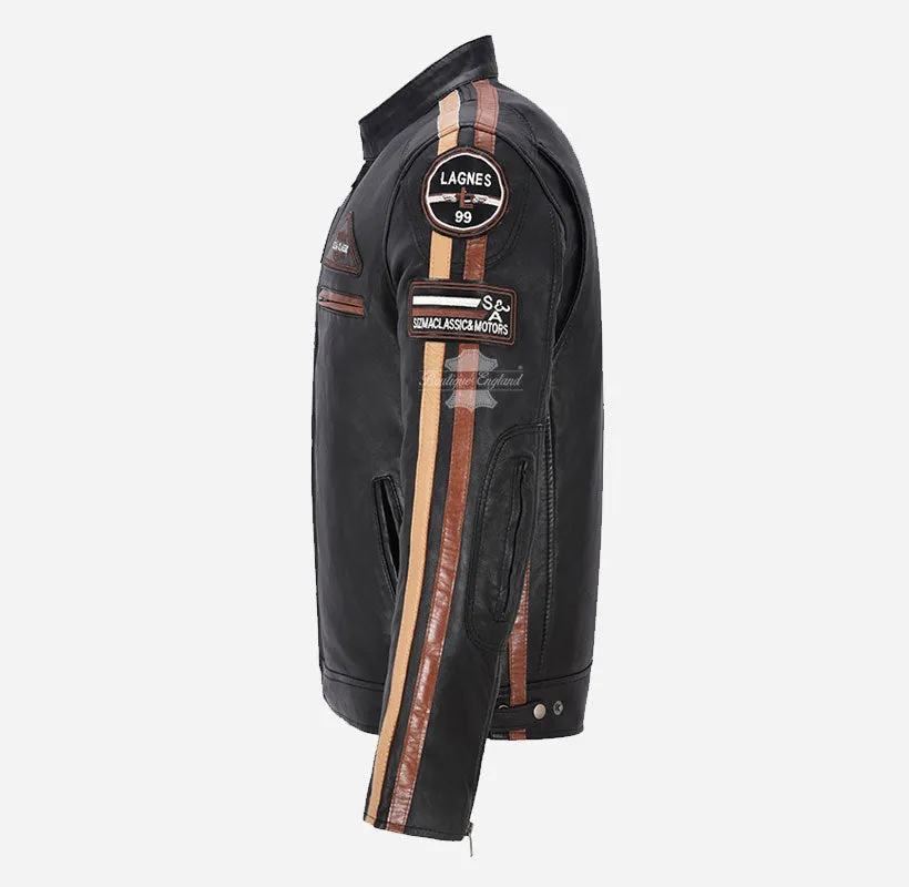 SIZMA MEN'S BIKER LEATHER JACKET SOFT LEATHER MOTORCYCLE JACKET