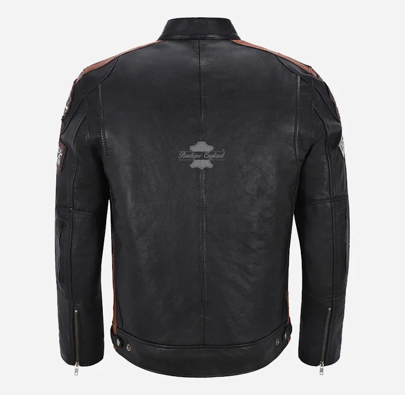 SIZMA MEN'S BIKER LEATHER JACKET SOFT LEATHER MOTORCYCLE JACKET