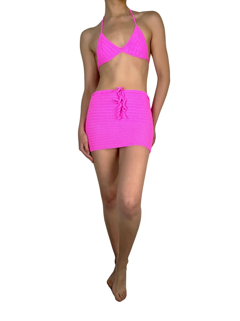 SKIMS Set Bikini Y Falda Crochet