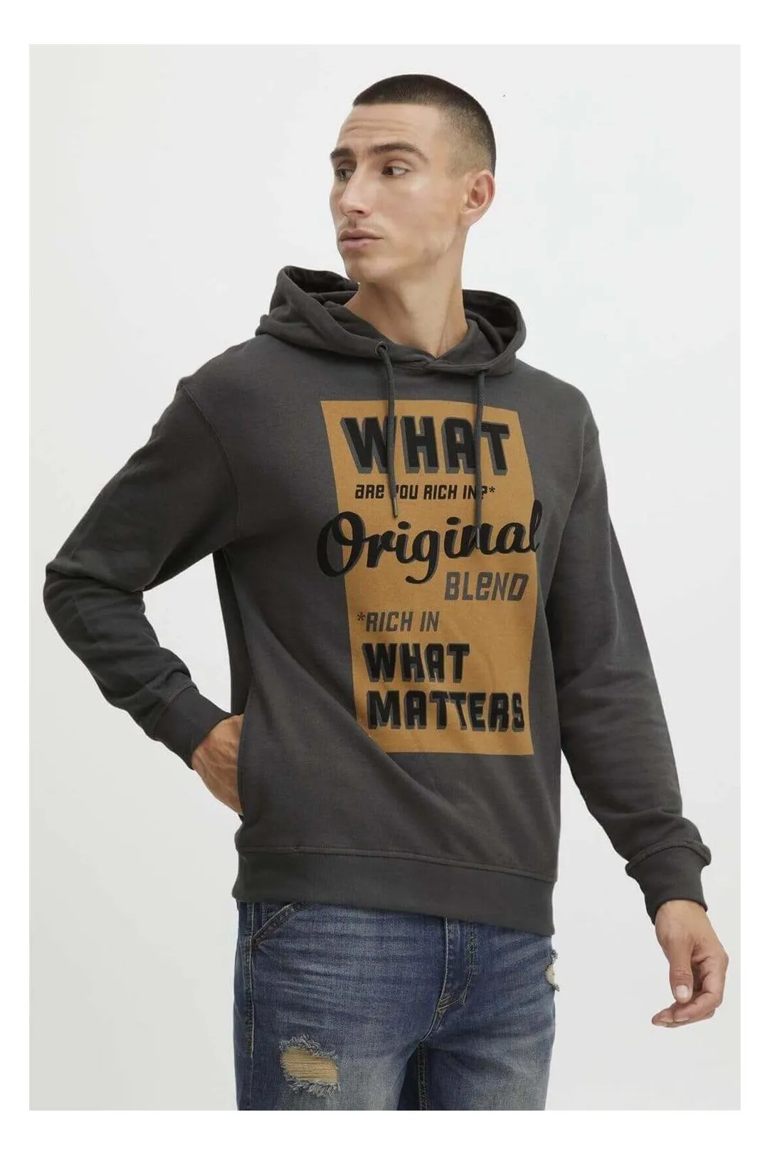 Sudadera con capucha hombre gris