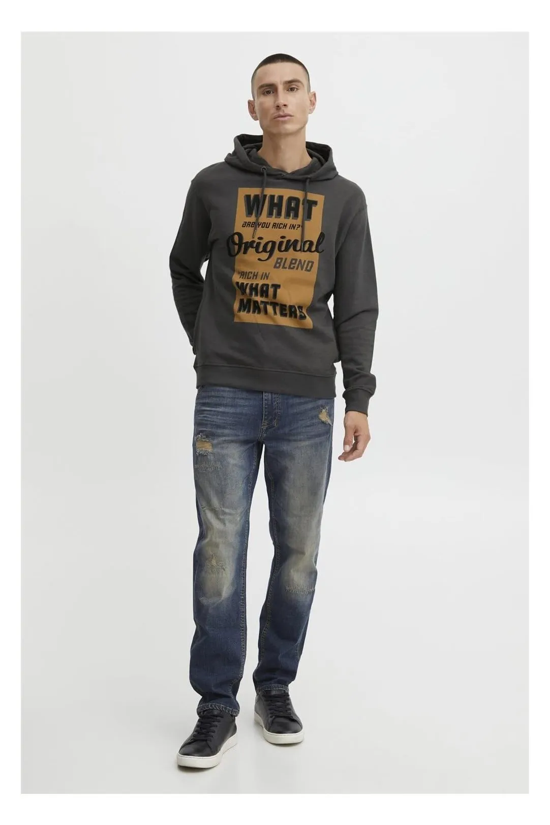 Sudadera con capucha hombre gris