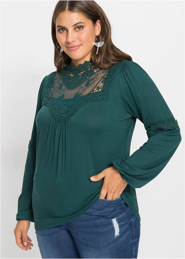 Top con detalle victoriano Verde petróleo