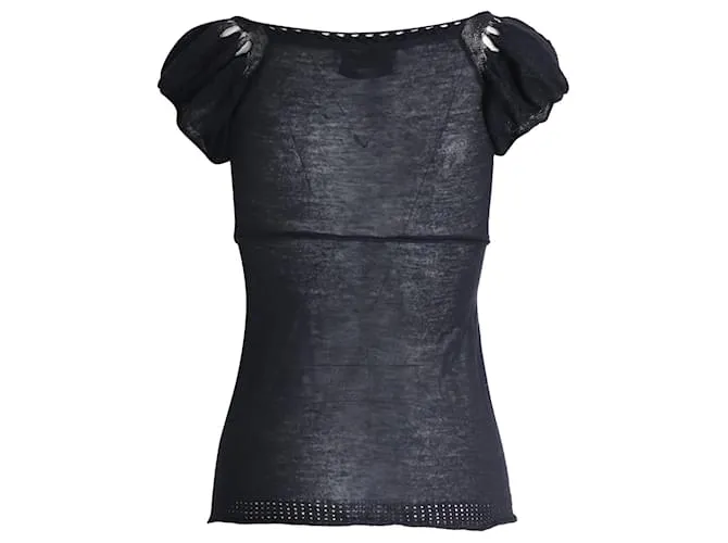 Top desgastado con escote corazón en acrílico negro de Saint Laurent 