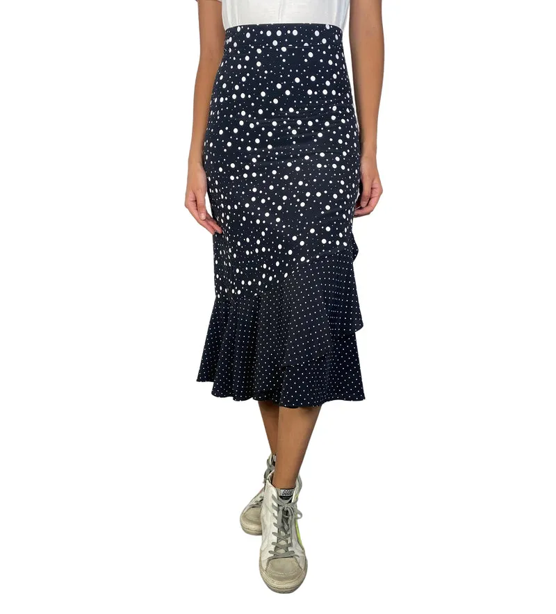 TOPSHOP Falda Negra Lunares