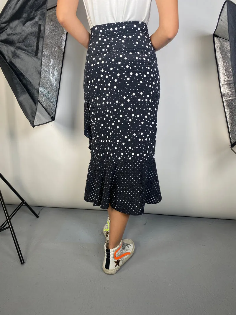 TOPSHOP Falda Negra Lunares