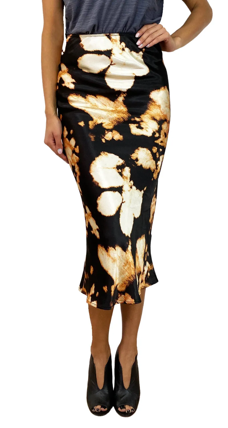 TOPSHOP Falda Satín Tie Dye