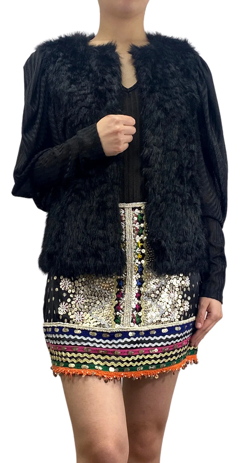 TOPSHOP Leah Black Faux Fur Vest