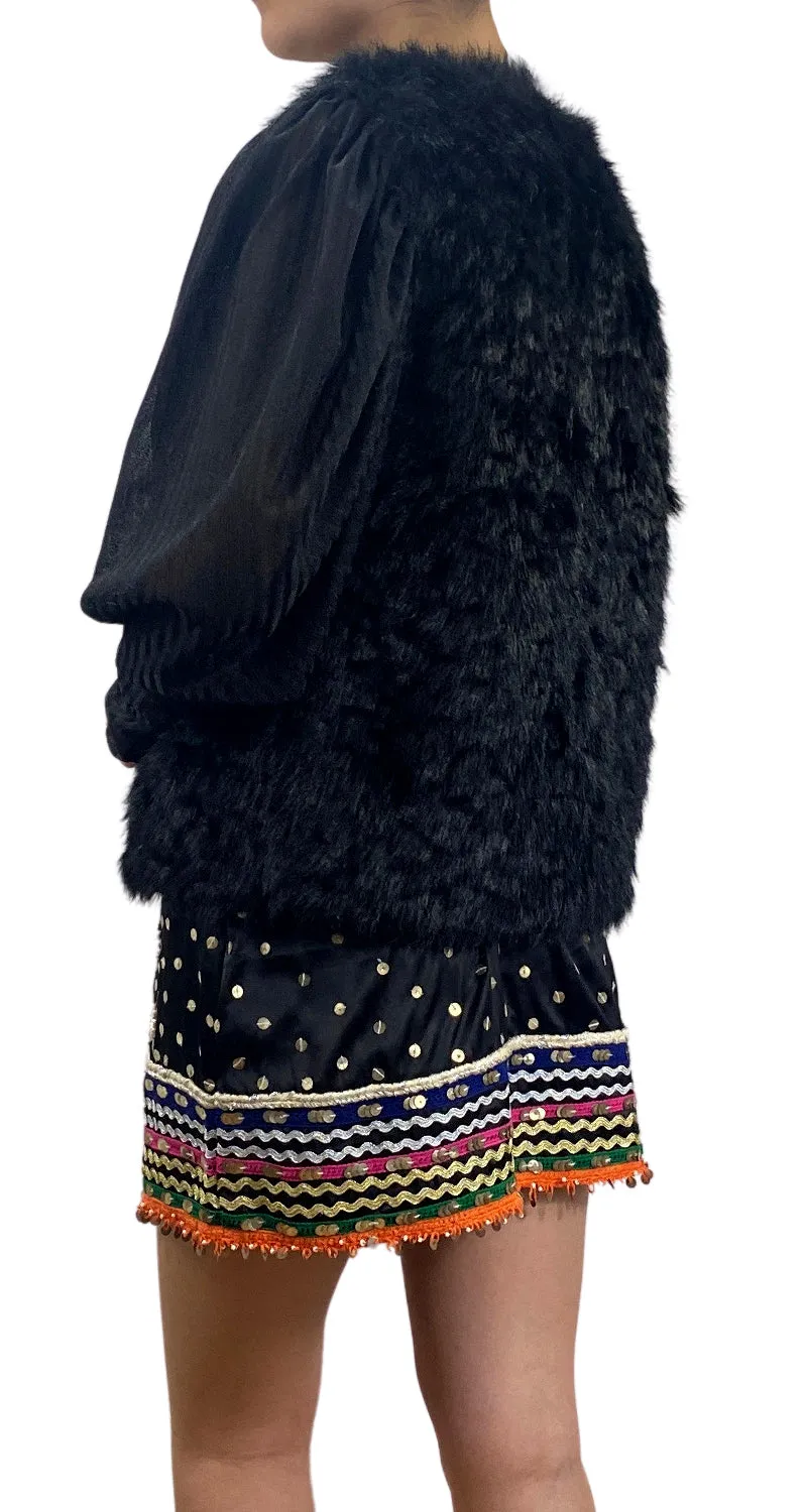 TOPSHOP Leah Black Faux Fur Vest
