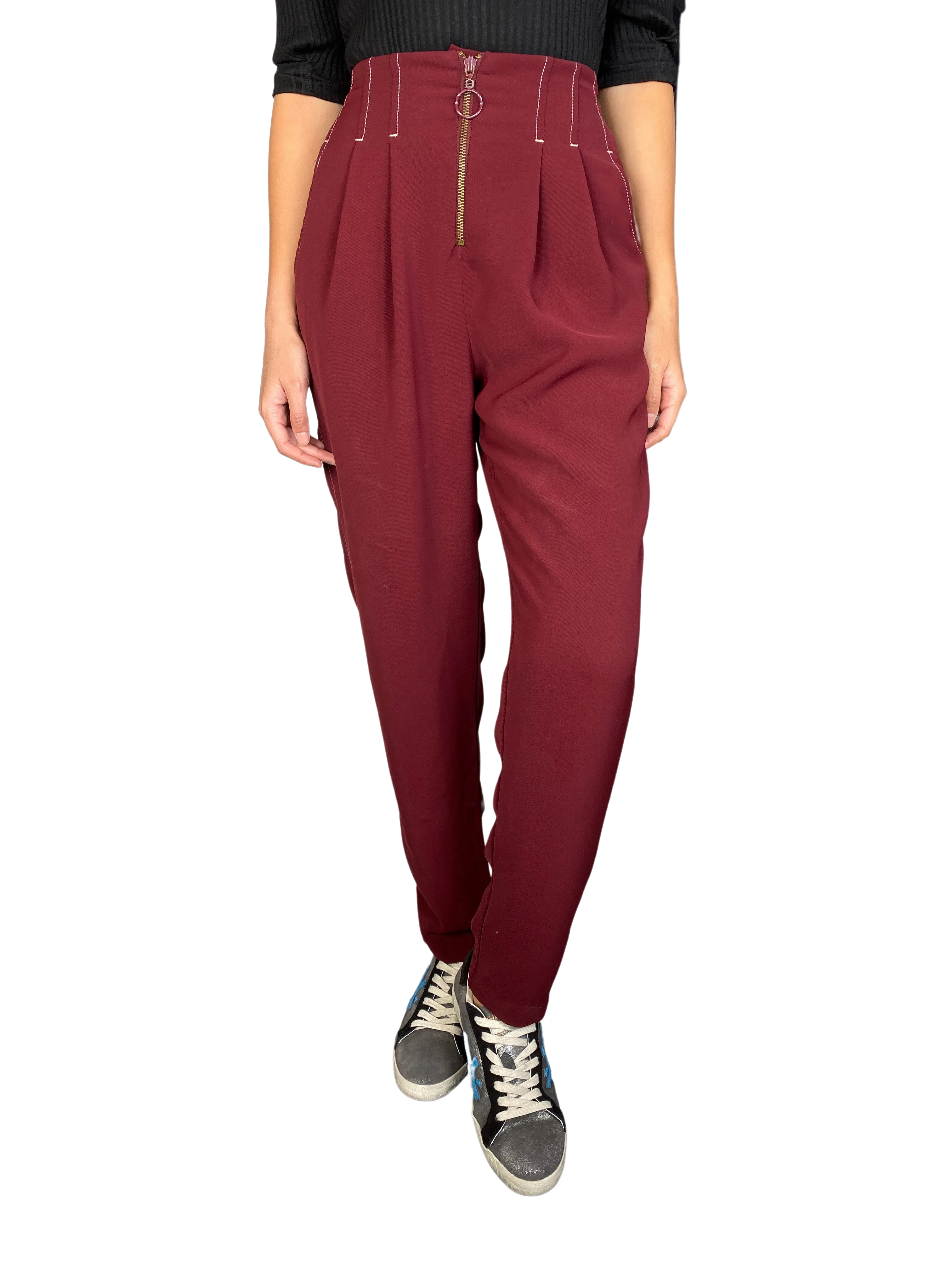 TOPSHOP Pantalón Vinotinto