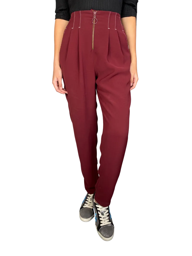 TOPSHOP Pantalón Vinotinto