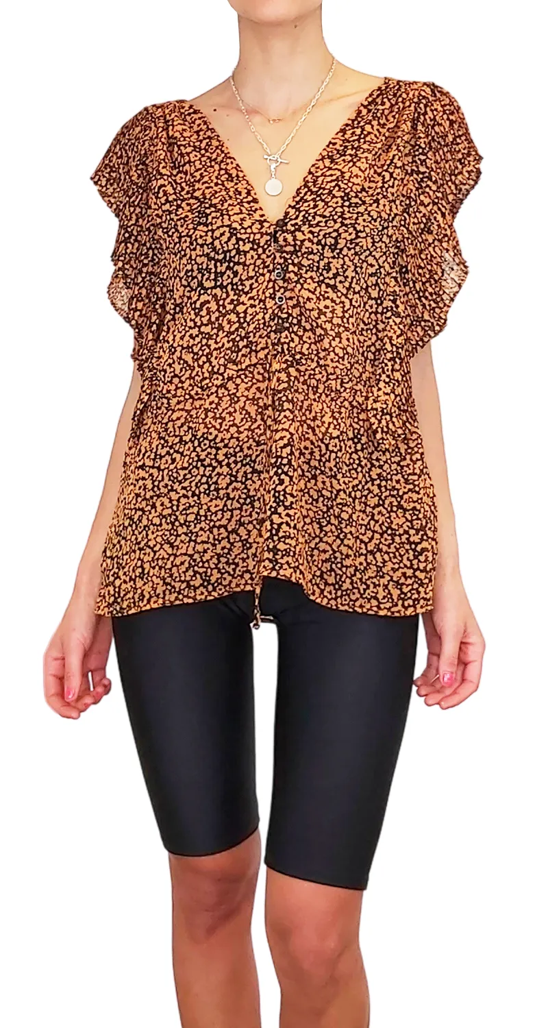 TOPSHOP Top Animal Print Plisse
